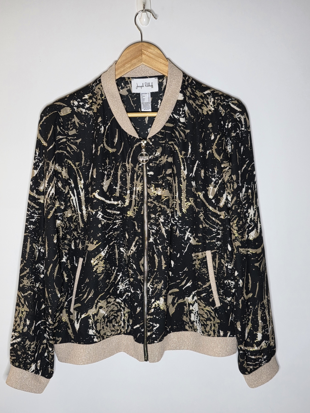 Joseph Ribkoff Zip-up Printed Jacket Lightweight metallic abstract Casual S 10